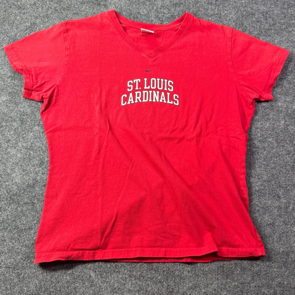 St Louis Cardinals Nike Team T Shirt Womens XL Red MLB Baseball V Neck